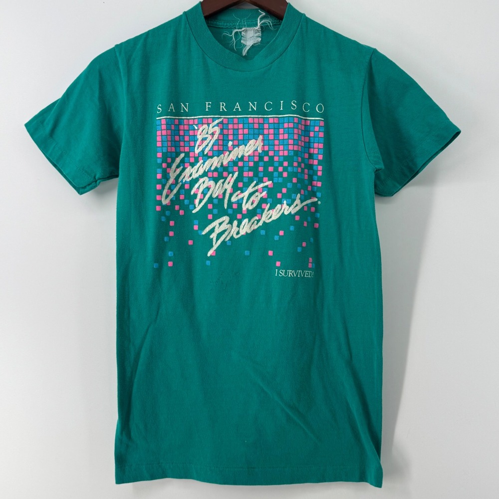 Vintage 1985 San Francisco Bay to Breakers T-Shirt Single Stitch Teal Green M
